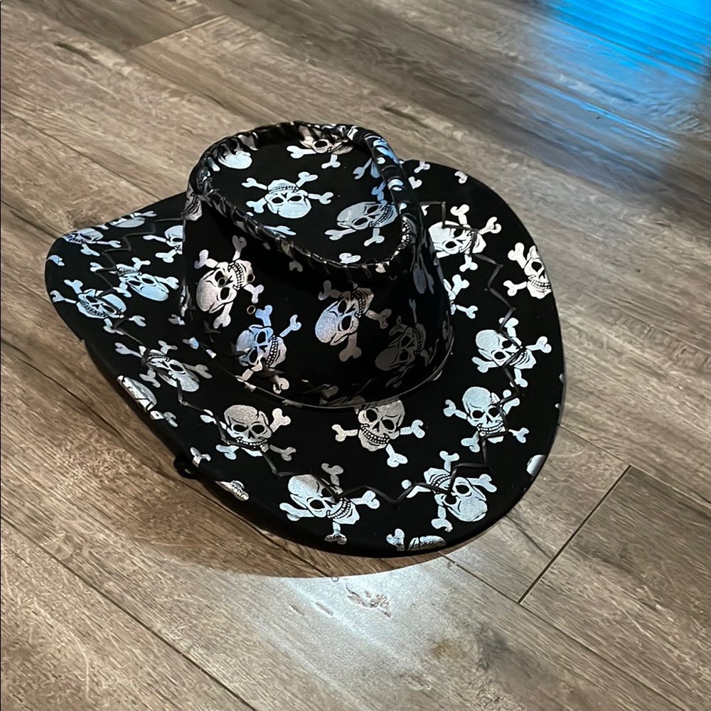 Black Skull Print Cowboy Hat